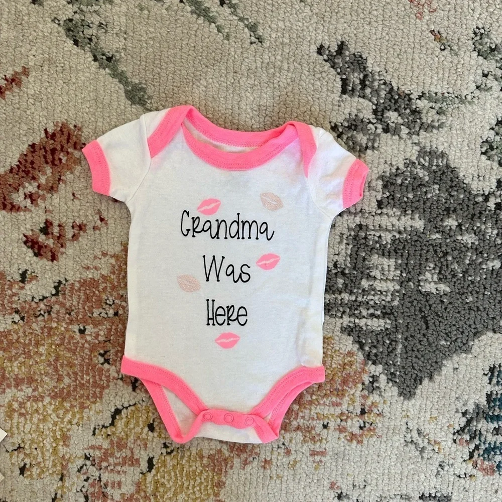 5/$15 Grandma Was Here Graphic Baby Girl Onesie Bodysuit 0-3 Months by Swiggles